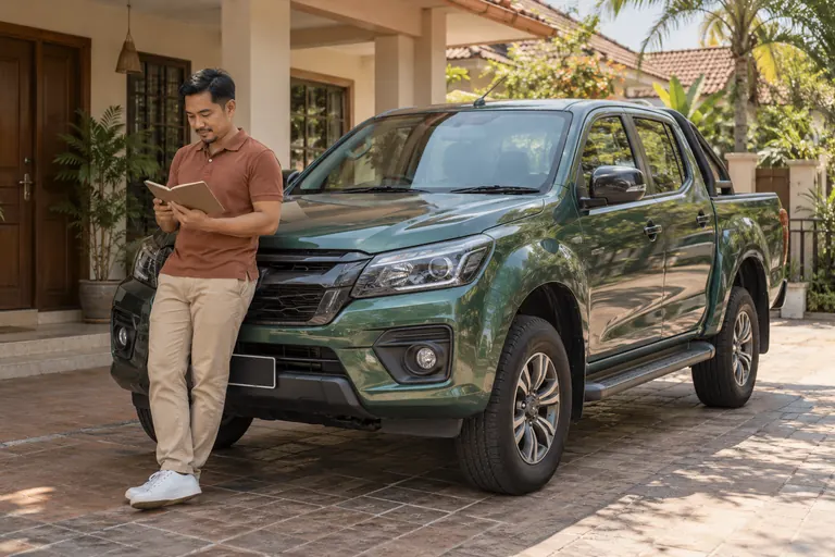 Pelanggan dengan catatan varian di sisi pickup.